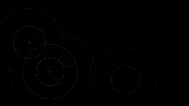 Minimalist black background with faint geometric circles forming a looping overlay effect.