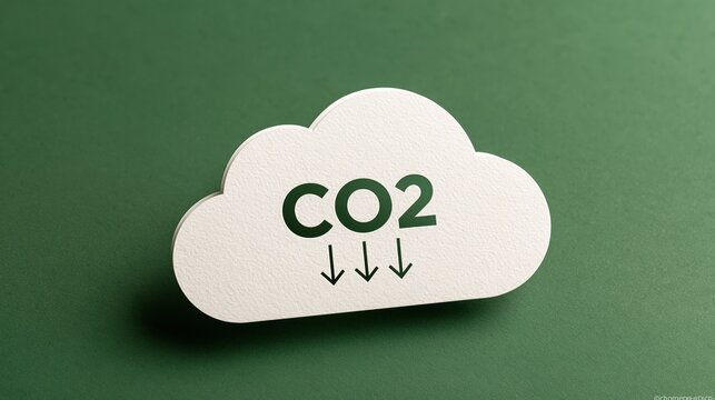 Paper cloud with co2 text and arrows on