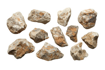 Obraz premium Cluster of rough tan rocks in mixed sizes