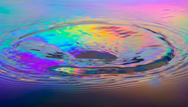 七色にきらめく液体の質感クローズアップ