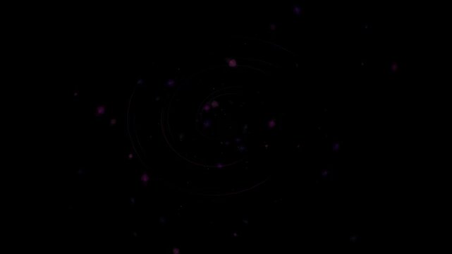 Glowing particle loop creates a mesmerizing background of floating lights.