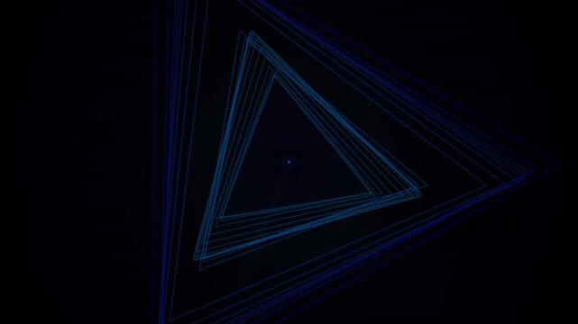 Hypnotic looping background with nested blue triangles creating a mesmerizing digital overlay effect.