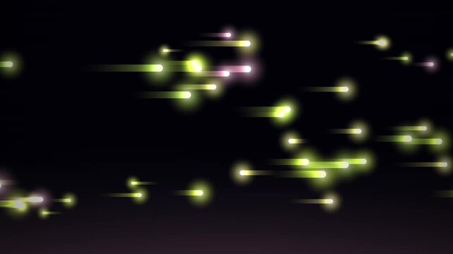 Glowing green light streaks form a looping abstract background overlay