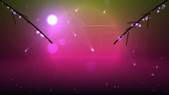 Abstract looping overlay featuring glowing magenta and purple bokeh lights