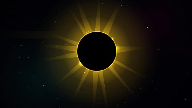 Dramatic total solar eclipse with radiant corona and star field background
