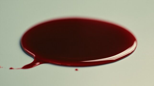 Dark red liquid spill on white surface