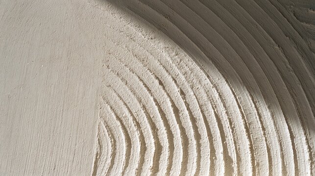 Curved trowel marks create a tactile pattern across a softly lit plaster wall