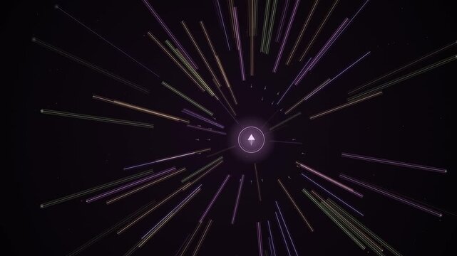 Glowing purple and gold light streaks radiate outward in a symmetrical looping background for scifi overlay effects