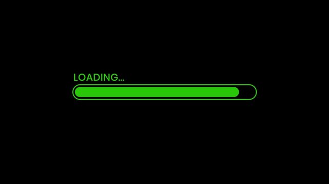 Loading progress bar animation on black background 4k video
