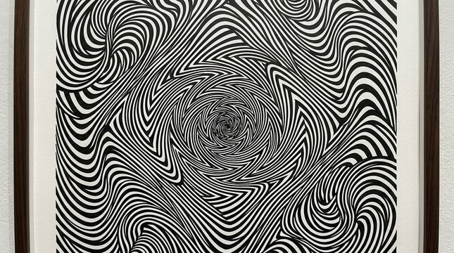 Mesmerizing Black and White Swirl Optical Illusion Art.