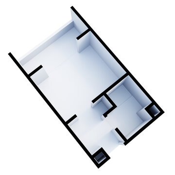 3D Shading Apartment Top View. Planning, Iso, Floorplan.