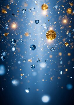 Celestial Cascade: Glimmering orbs dance in a deep sapphire ether.