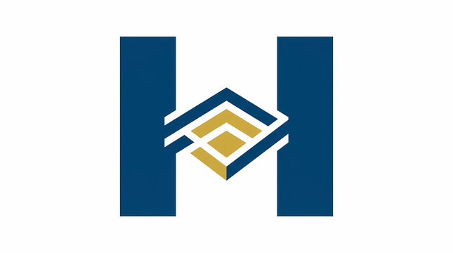 Letter h logo with geometric house icon for real estate branding