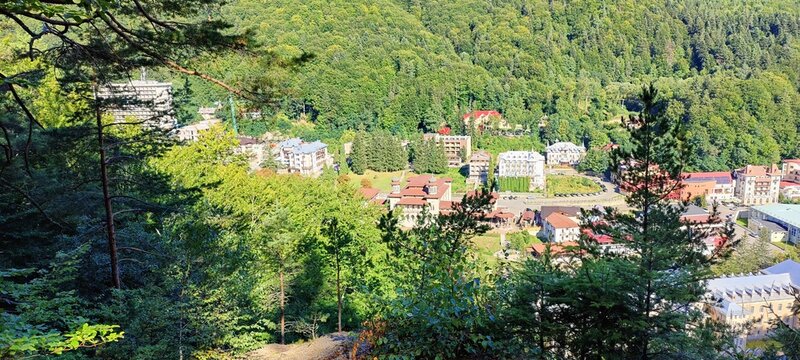 Landscape in the park of the Slănic Moldova resort Romania 