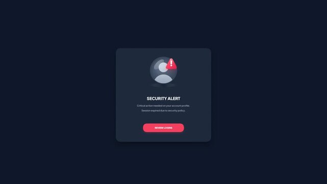 Security Alert Account Profile Dark Mode UI Pop-Up Animation