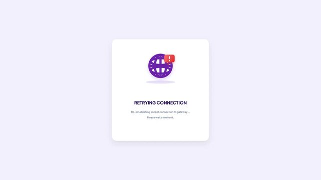 Connection Error Globe Icon UI Card Animated Network Retry Alert Popup Design