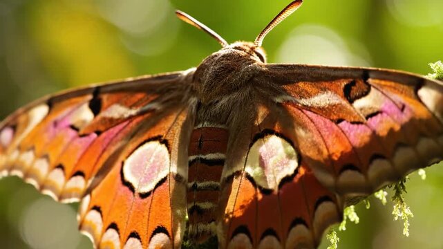 Magnificent Atlas Moth Perched on Branch