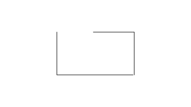 Minimalist black lines drawing a rectangle shape on a clean white background motion graphic animation