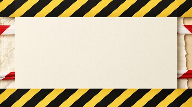 Warning tape frame with blank paper background