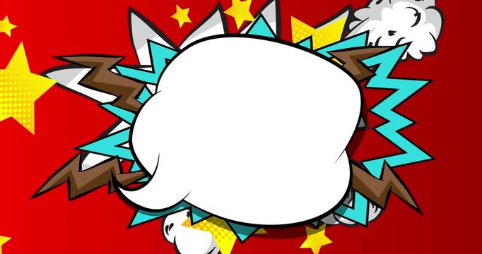 Cartoon background animation, comic book backdrop video. Retro comics pop art design.