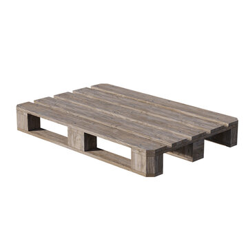 A single empty wooden shipping pallet isolated on a white background.