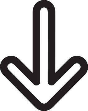 Downward pointing arrow outline representing download or scrolling direction indicator