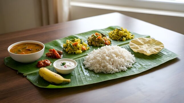 South India Banana Leaf Meal Setting
