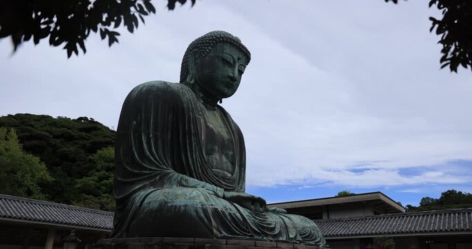 The great buddha statue Kamakura Daibutsu at Kotoku in shrine temple in Kamakura, Kanagawa, Japan
