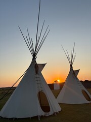The Tipis of Fort Carlton at sunset © jithani