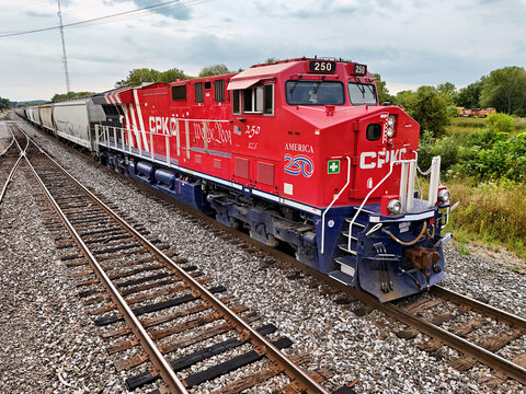 Savanna, Illinois September 8, 2026 CPKC 250 America250 Locomotive &mdash; Semiquincentennial Commemorative Freight Engine on Midwest Mainline