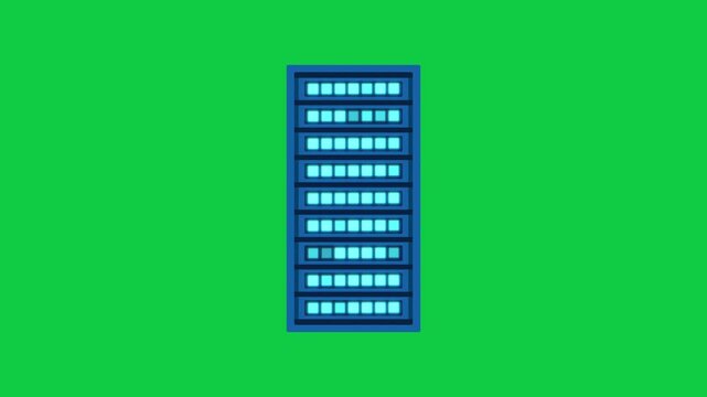 Blinking Server Rack Lights on Green Screen Background, Seamless Loop