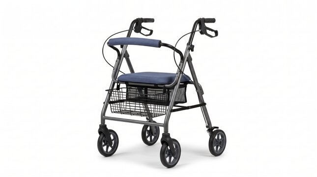 Modern metal medical walker with wheels and seat for elderly mobility