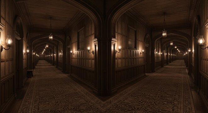 A hallway that loops back on itself no matter which way you turn, and a child's laughter echoes from all directions at once.