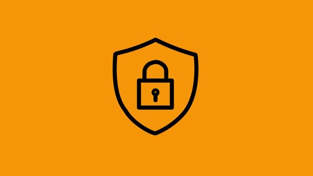Shield with padlock cybersecurity vector on orange background