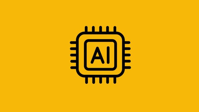 Artificial intelligence microchip icon vector graphic on yellow background