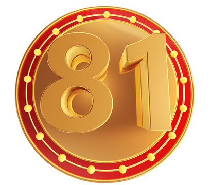 ?Modern 3D Number 81 Sign with Glowing Neon Circle