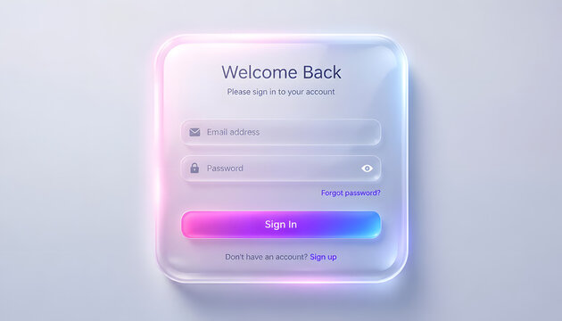3D Frosted Glass Login Form UI Concept