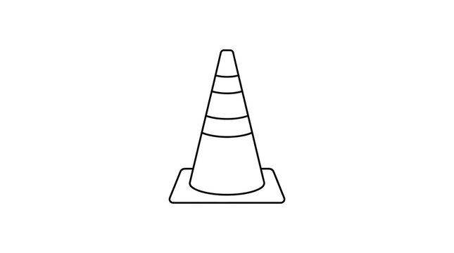 Simple Traffic Cone Outline Icon | Road Safety Warning Vector Graphic