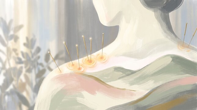 Woman receiving acupuncture treatment with needles on her back for World Arthritis Day