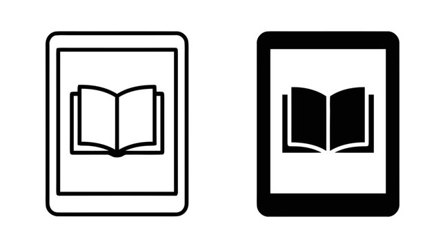 Vector illustration of ebook reader icon set on a transparent background