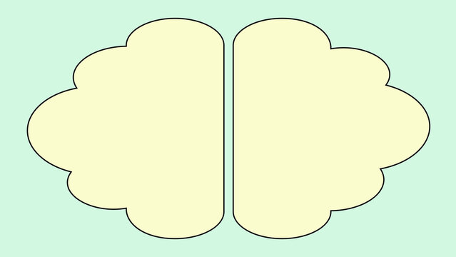 Abstract illustration of symmetrical brain hemispheres depicting logical and creative thought processes, an empty graphic suitable for various conceptual designs and educational themes
