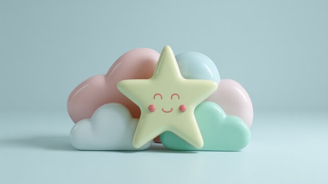 Pastel star and clouds