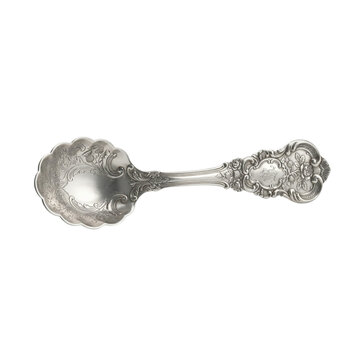 silver spoon on white background