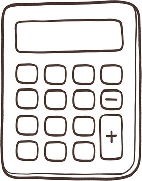 Calculator Line Art Sketch PNG Illustration