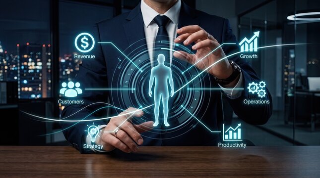 The future of business data driven decisions and holographic technology transforming modern work environments