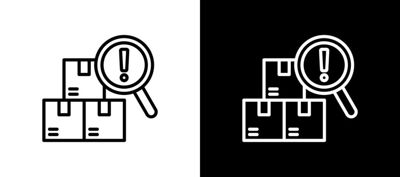 Customs Declaration Line Icon On White and Black Backgrounds.   