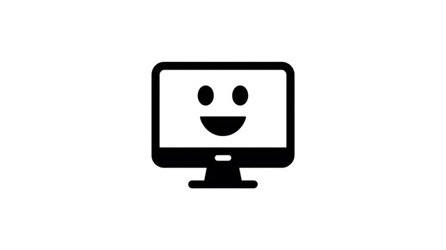 Computer monitor icon with a happy smiling face