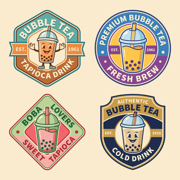 This delightful collection of bubble tea logos showcases playful designs featuring beverages that celebrate the joy of tea and tapioca in a fun and engaging manner for tea lovers.