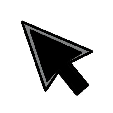A black computer mouse cursor icon isolated on transparent background