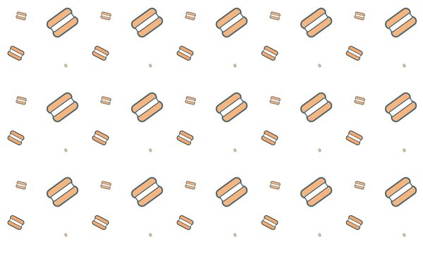 Seamless pattern of hot dogs in cartoon style on a white background.